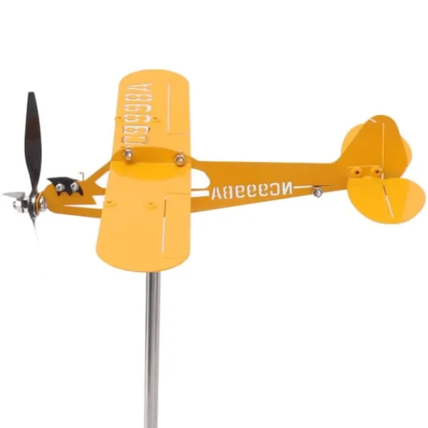 Clearance Piper J3 Cub Airplane Weathervane 3D Metal Airplane Weather Fane Udendørs Tag Vindretningsindikator Haveindretning Stor Vinddekoration