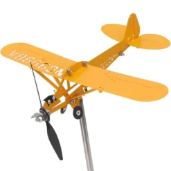Clearance Piper J3 Cub Airplane Weathervane 3D Metal Airplane Weather Fane Udendørs Tag Vindretningsindikator Haveindretning Stor Vinddekoration