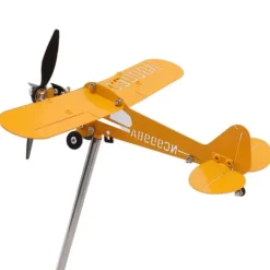 Clearance Piper J3 Cub Airplane Weathervane 3D Metal Airplane Weather Fane Udendørs Tag Vindretningsindikator Haveindretning Stor Vinddekoration