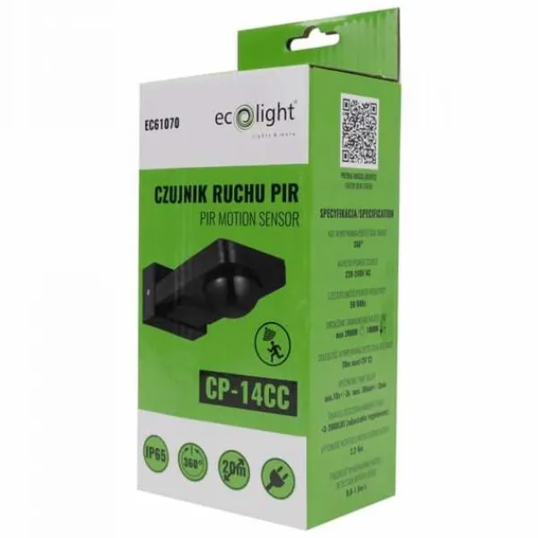 Bevægelsesdetektorer^PIR-bevægelsessensor CP-14CC SORT maks. 1000W