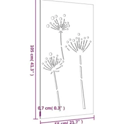 Sale Plakater, prints & vægkunst - Living udendørs vægdekoration 105x55 cm blomsterdesign cortenstål Havedekorationer