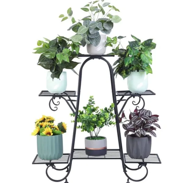 Best Plante Stativ, 6 Niveauer, Indendørs/Udendørs Brug, sort Plantestativer