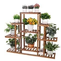 Clearance Plante Stativ, Flere Lag, Carboniseret Træ Plantestativer