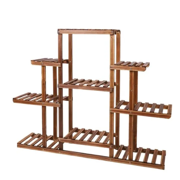 Clearance Plante Stativ, Flere Lag, Carboniseret Træ Plantestativer