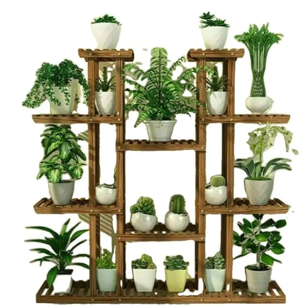 Discount Plante Stativ, Flere Niveauer, 46 tommer Højde, Træ Blomsterstativ Holder, brun Plantestativer