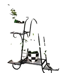 Online Plante Stativ, Indendørs og Udendørs, Flere Niveauer Display Stativ, Sort Plantestativer