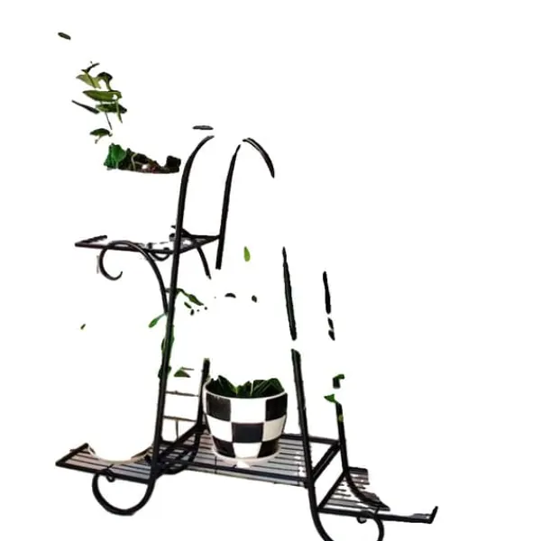 Online Plante Stativ, Indendørs og Udendørs, Flere Niveauer Display Stativ, Sort Plantestativer