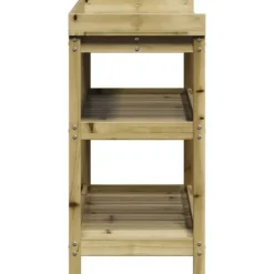 Plantningsbænke^Plantebord i imprægneret fyrretræ med hylder | Størrelse: 108x45x86,5 cm