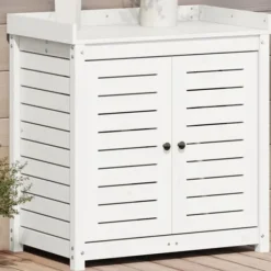 Sale Plantebord i massiv fyrretræ med hylder - Opbevaring til potteplanter | Størrelse: 82,5x50x86,5 cm | Farve: Hvid Plantningsbænke