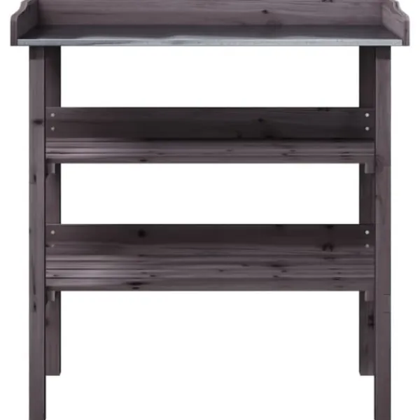 Plantningsbænke^Plantebord i massivt grantræ med hylder | 78x38x82,5 cm | Farve: Natur | Størrelse: 78x38x82,5 cm