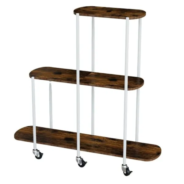 Plantestativer^Plantebord, 3-lags design, låsbare hjul,HVID