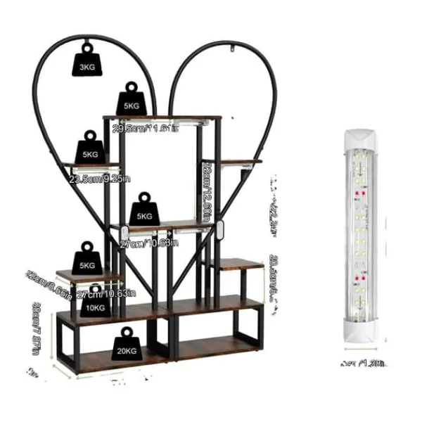 Online Plantebord, 6-lags design, robust metal konstruktion,Stor med lys Plantestativer