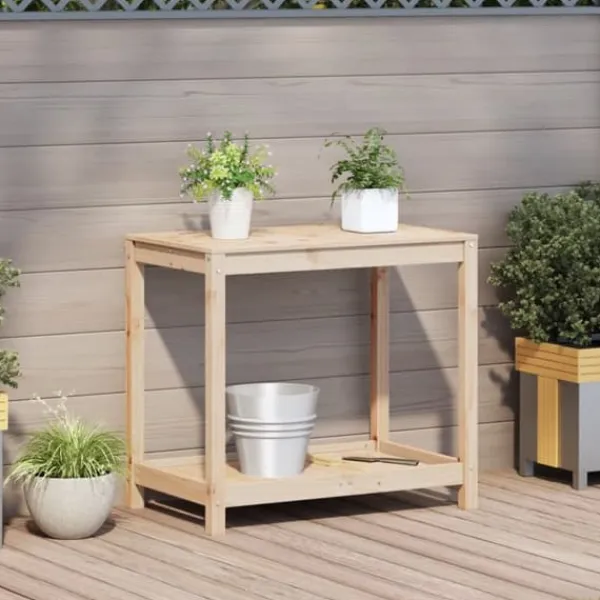 Plantningsbænke^Plantebord med hylde i massivt fyrretræ | Størrelse: 82,5x50x75 cm