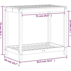 Plantningsbænke^Plantebord med hylde i massivt fyrretræ | Størrelse: 82,5x50x75 cm