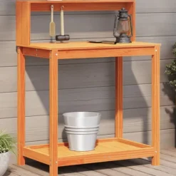 Outlet Plantebord med hylder i massivt fyrretræ | Mål: 82,5x50x109,5 cm | Farve: Brun Plantningsbænke