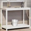 Discount Plantebord med hylder i massivt fyrretræ - Opbevaringsløsning | Størrelse: 108x50x109,5 cm | Farve: Hvid Plantningsbænke