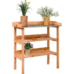 Plantningsbænke^Plantebord med hylder i massivt grantræ | Størrelse: 78x38x82,5 cm | Farve: Brun