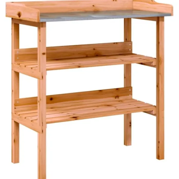 Plantningsbænke^Plantebord med hylder i massivt grantræ | Størrelse: 78x38x82,5 cm | Farve: Brun