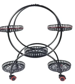 Plantestativer^Plantebord, 4-niveau design, robust metal med hjul,sort
