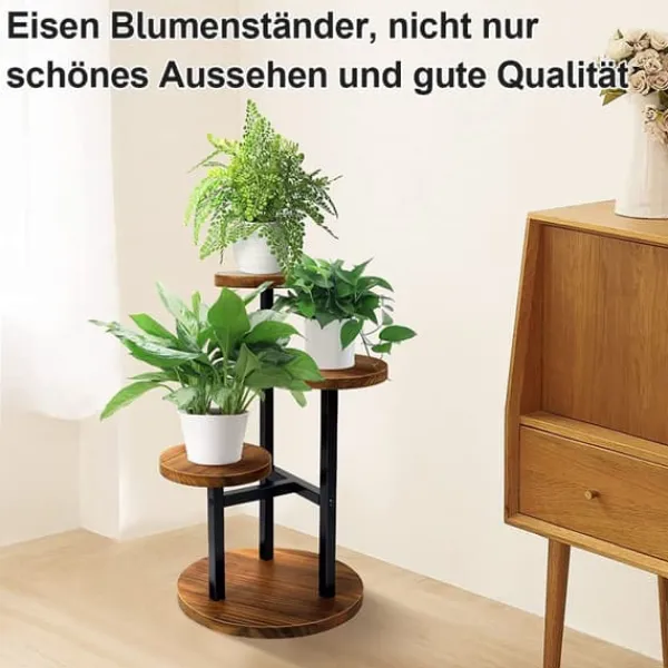 Plantestativer^Plantebord, Træ, 60 cm Højde, 40 cm Diameter, Multi-Top Støtte, Nem Montering