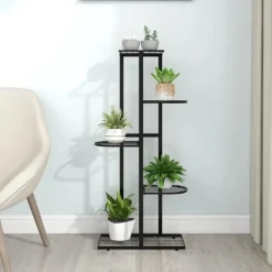 New Planteborde - Living blomsterstativ i 5 niveauer 43x22x98 cm metal sort Plantestativer