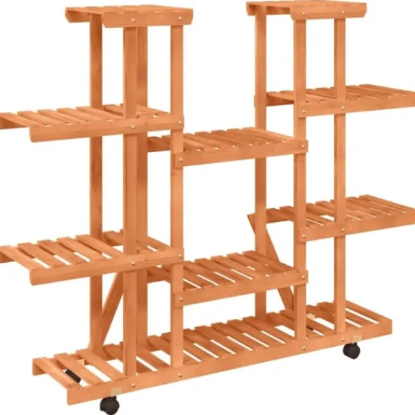 Clearance Planteborde - Living blomsterstativ med hjul 110x25x115 cm massivt fyrretræ Plantestativer