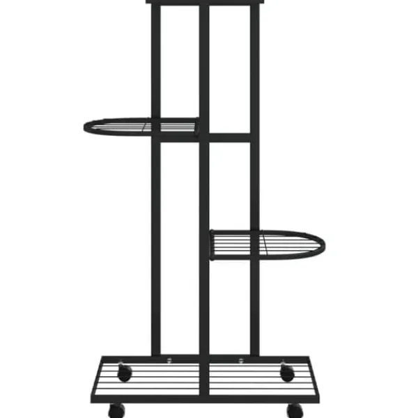 Plantestativer^Planteborde - Living blomsterstativ 4 niveauer med hjul 44x23x80 cm jern sort