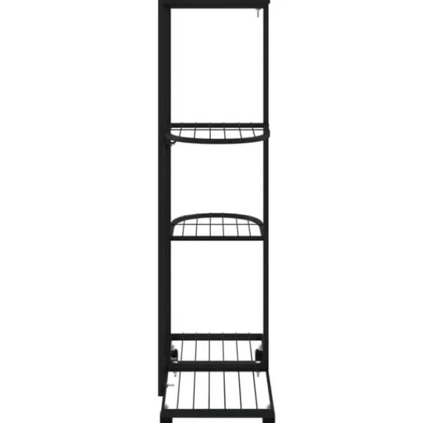 Plantestativer^Planteborde - Living blomsterstativ 4 niveauer med hjul 44x23x80 cm jern sort