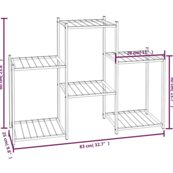 Plantestativer^Planteborde - Living blomsterstativ 83x25x60 cm jern sort
