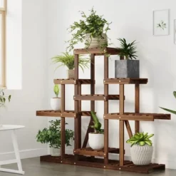 Plantestativer^Planteborde - Living blomsterstativ 110x25x98 cm massivt fyrretræ