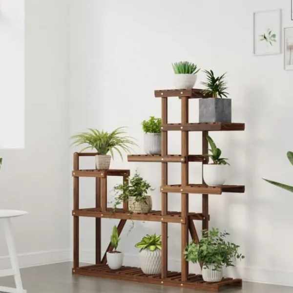 Plantestativer^Planteborde - Living blomsterstativ 110x25x111 cm massivt fyrretræ