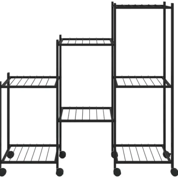 Clearance Planteborde - Living blomsterstativ med hjul 83x25x83,5 cm jern sort Plantestativer