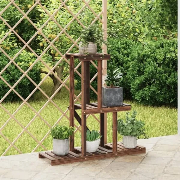 Discount Planteborde - Living blomsterstativ 81x25x75,5 cm massivt fyrretræ Plantestativer