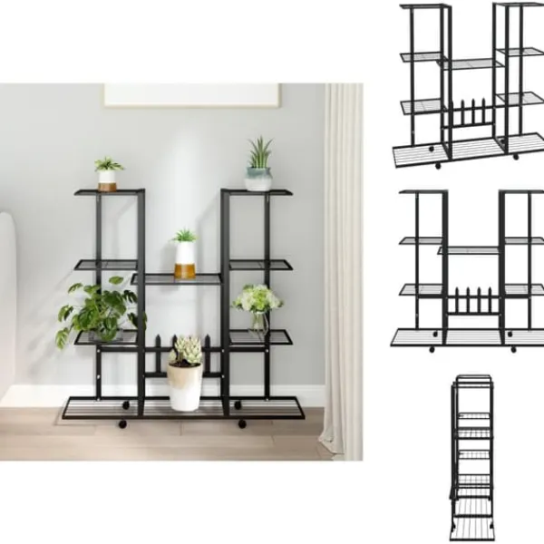 Plantestativer^Planteborde - Living blomsterstativ med hjul 94,5x24,5x91,5 cm jern sort