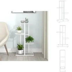 Plantestativer^Planteborde - Living blomsterstativ i 4 niveauer 43x22x76 cm metal hvid