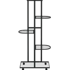 Best Planteborde - Living blomsterstativ 5 niveauer med hjul 44x23x100 cm jern sort Plantestativer