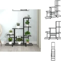 Plantestativer^Planteborde - Living blomsterstativ med hjul 94,5x25x92,5 cm metal sort
