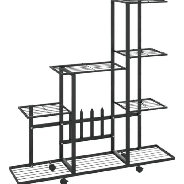 Plantestativer^Planteborde - Living blomsterstativ med hjul 94,5x25x92,5 cm metal sort