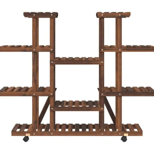 Plantestativer^Planteborde - Living blomsterstativ med hjul 110x25x115 cm massivt fyrretræ