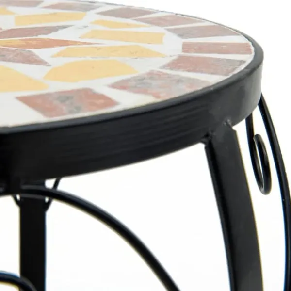 Plantestativer^Planteborde 3 stk. med mosaikdesign - Keramik & Jern | Farve: Terracotta/Hvid