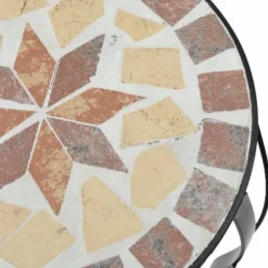 Plantestativer^Planteborde 3 stk. med mosaikdesign - Keramik & Jern | Farve: Terracotta/Hvid