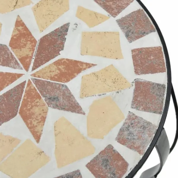 Plantestativer^Planteborde 3 stk. med mosaikdesign - Keramik & Jern | Farve: Terracotta/Hvid