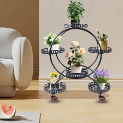 Clearance Planteholder - Blomsterstander - Holdbar Konstruktion - Fritstående - Til Inde & Ude - Nem Montering - Let At Flytte - Rummelig Plads - Sort Plantestativer