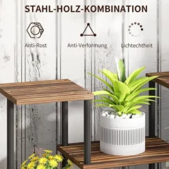 Plantestativer^Planteholder 4 niveauer 61,5 cm træ kulbrun til inde/ude