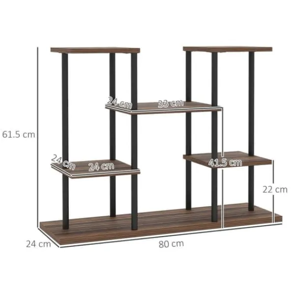 Discount Planteholder 4 niveauer 61,5 cm træ kulbrun til inde/ude Plantestativer