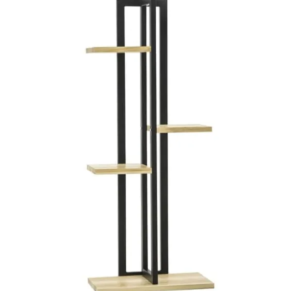 Discount Planteholder 4 niveauer justerbar 110 cm træ sort/natur til inde/ude Plantestativer