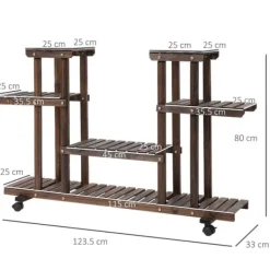 Discount Planteholder 4 niveauer massivt forkullet træ 123,5x33x80 cm have/altan Plantestativer