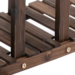 Discount Planteholder 4 niveauer massivt forkullet træ 123,5x33x80 cm have/altan Plantestativer