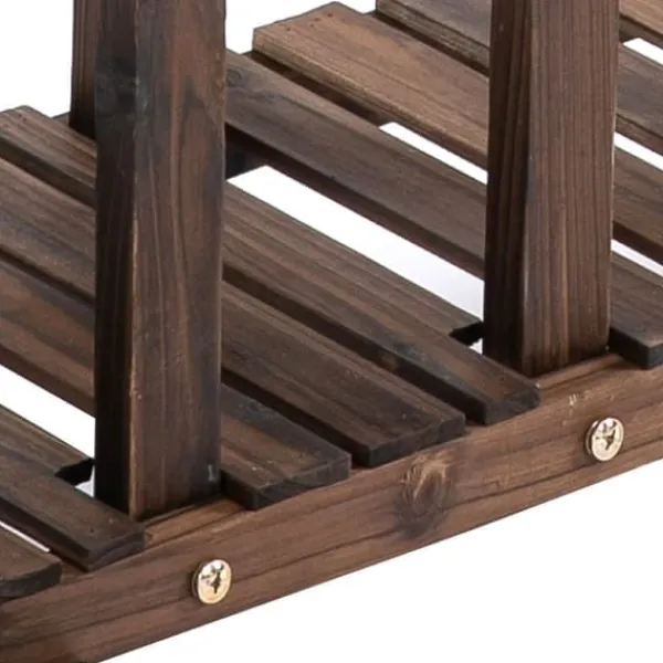 Discount Planteholder 4 niveauer massivt forkullet træ 123,5x33x80 cm have/altan Plantestativer