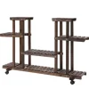 Clearance Planteholder 4 niveauer massivt forkullet træ 123,5x33x80 cm have/altan Plantestativer
